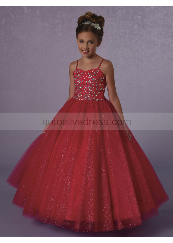 Beaded Sweetheart Neck Glittering Tulle Flower Girl Dress With Cape